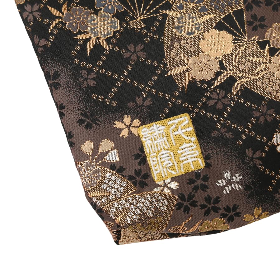 Senshishuin Nishijin Brocade Stamp Book Case with Smoky Fan Cherry Blossom Design Pouch/Shrine (Lined) (Large)