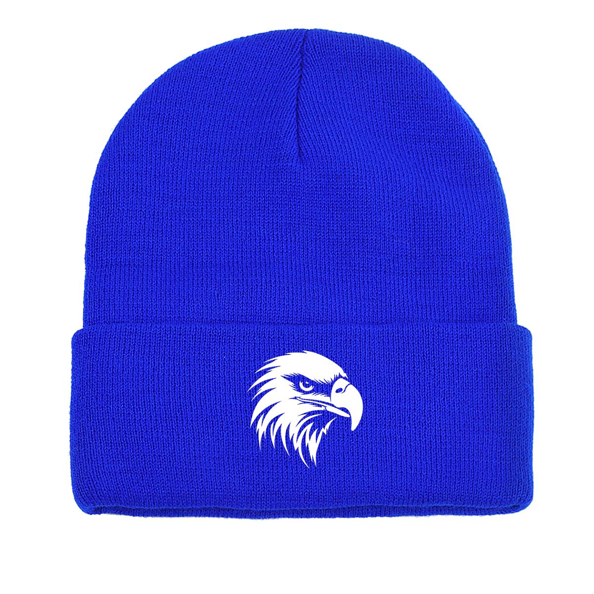 

White Elephant Print Knit Cap Beanie, Animal Skull Cap Stretchy Stretchable Sporting Bobble Hat Knitted Hat Beanie as the picture синий