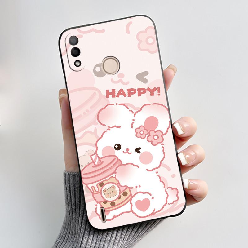 Black Case For Itel P33 Plus Bumper Soft Silicone Jelly Shell Anime Popular Sunflower Wildflower Painted Shockproof Cover