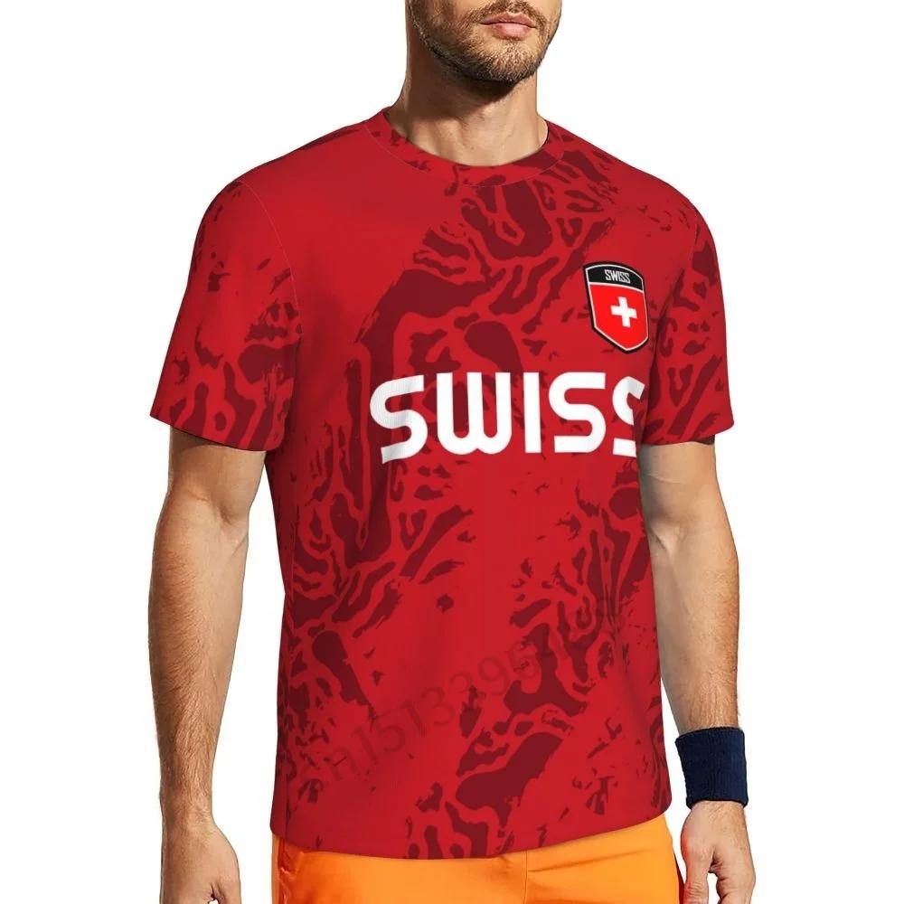 Switzerland Swiss SUISSE Soccer Football Tshirt Print 3D Flag National JERSEY CHEER Training Round Neck Unisex Men Women Sport Short Sleeve Uniform