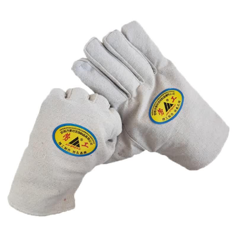 Work Safety White Cotton Canvas Gloves, Fleece Lined (10 Pairs)