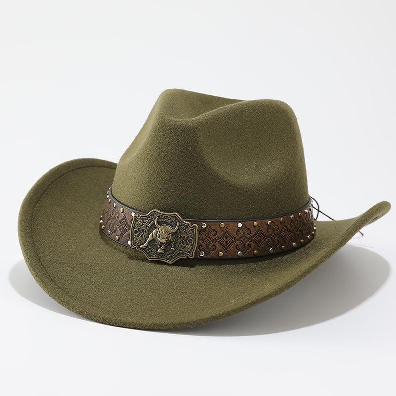 European and American retro western cowboy hat outdoor versatile felt top hat men's and women's jazz hat sun protection riding hat sun hat
