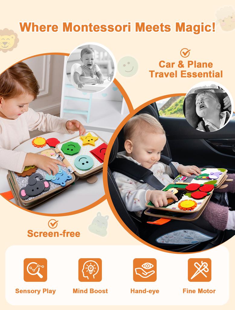 Montessori Spielzeug Giraffe Beschäftigt Bord 3D Filz Buch Für Feine Motor Fähigkeiten Frühen Bildung Gewohnheiten Wissen Entwicklung