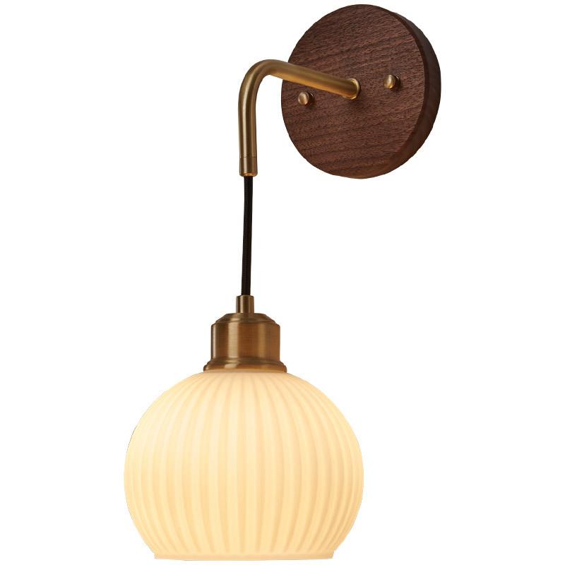 Wall Lamp Bedroom Light Luxury Walnut Living Room Background Wall Hanging Line Light Corridor Corridor Vintage Bedside Lamp