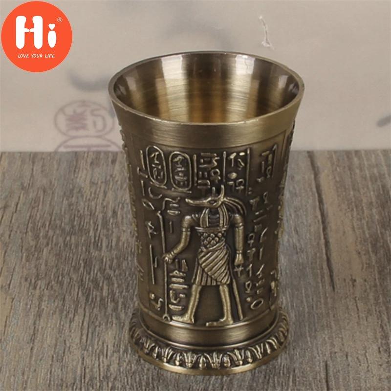 Hi Metal Egyptské sklenice na víno Slitina zinku Koktejlový panák Hrnek na koktejl Starověký Egypt Hrnek na víno Bar Nádobí Craft