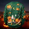 Herren lässiges Strick-Langarm-Rundhals-T-Shirt mit Halloween-Print