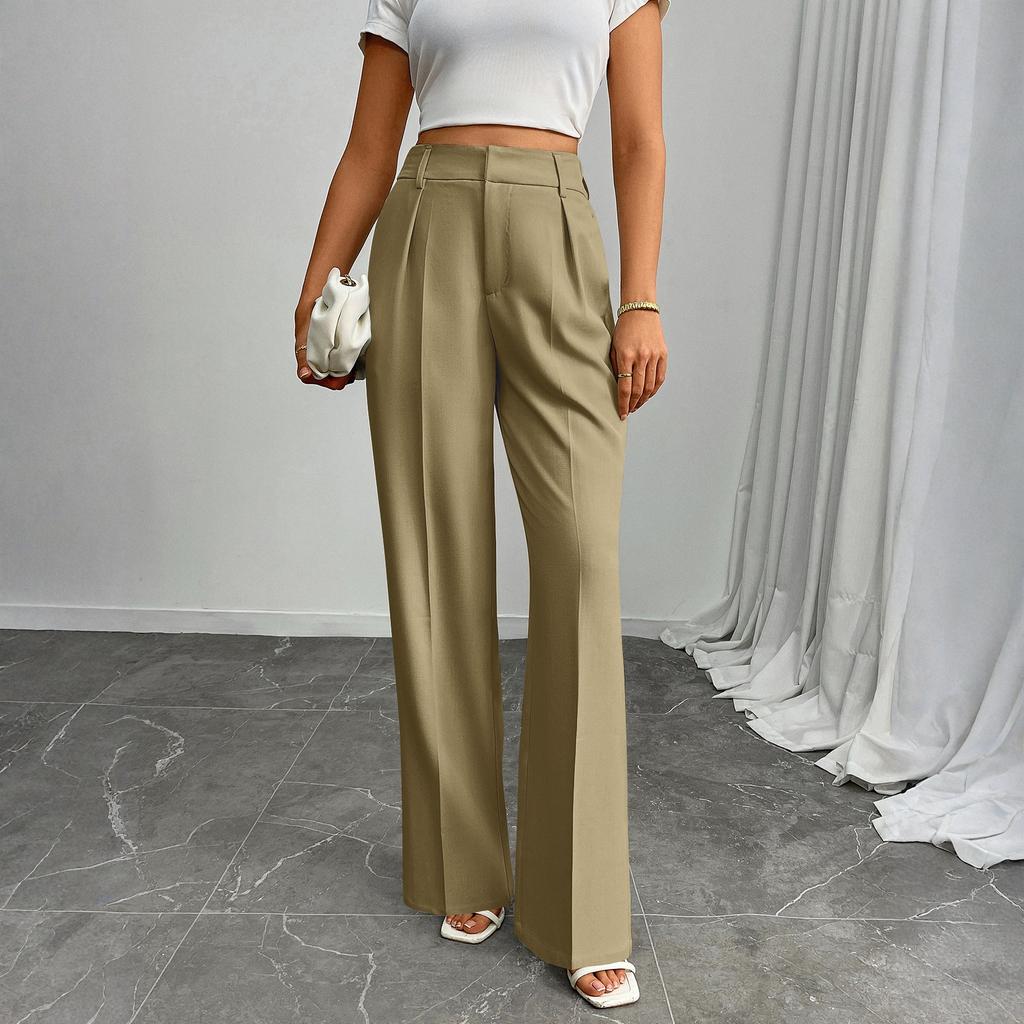 Women's Casual Business High-Waisted Loose Straight Wide-Leg Suit Pants