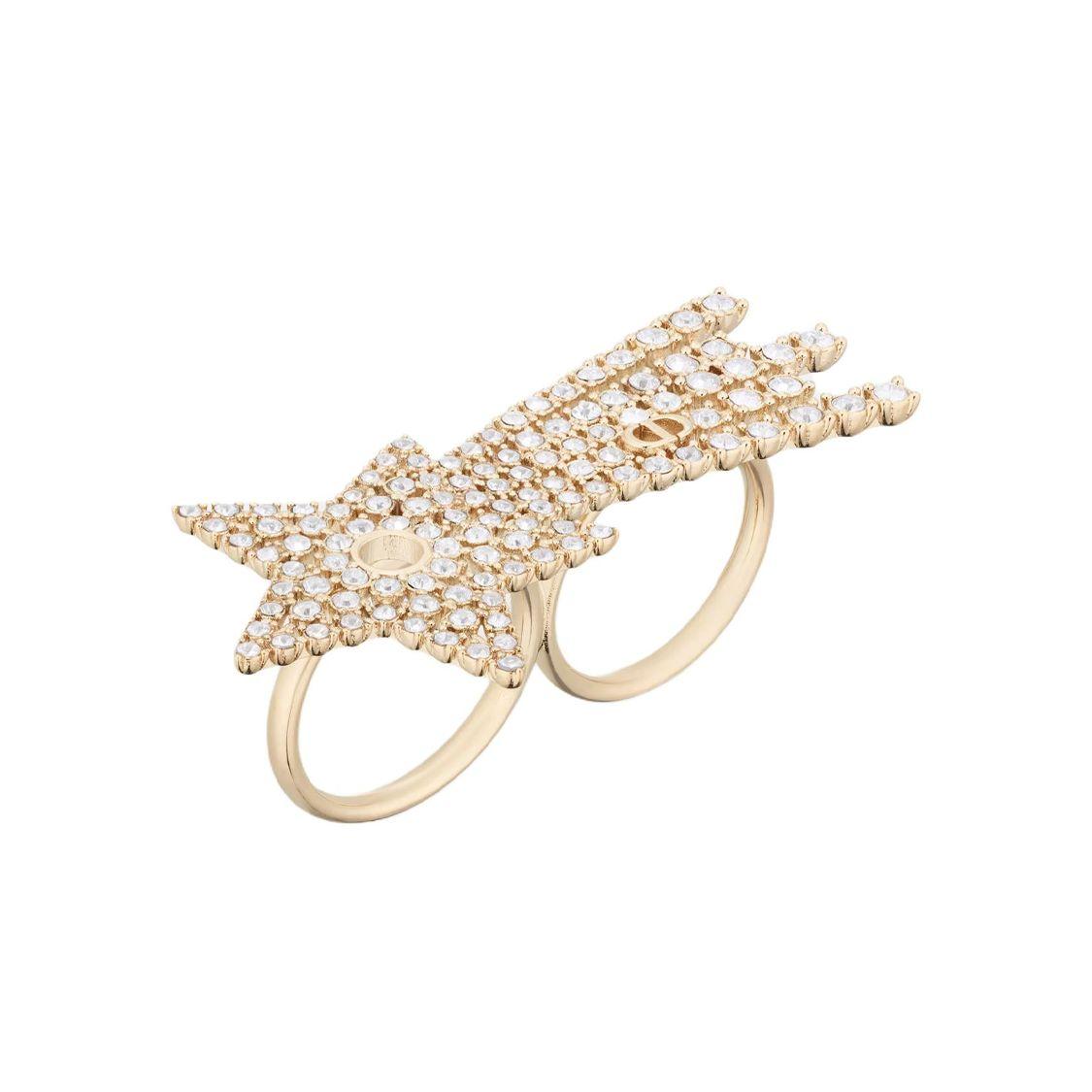 Dior Double Ring Design Metal Ring Women jewelry Gold R2220WOMCY_D03S M