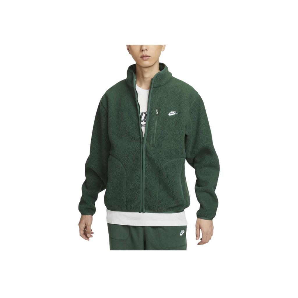 Nike Club Casual Fashion Simple Zipper Long Sleeve Fleece Jacket Men Jackets Fir-Green White FZ0889-323