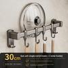 Kitchen Wall Mount Hooks And Double Rod Rack With Plastic And Carbon Steel For Home Organization