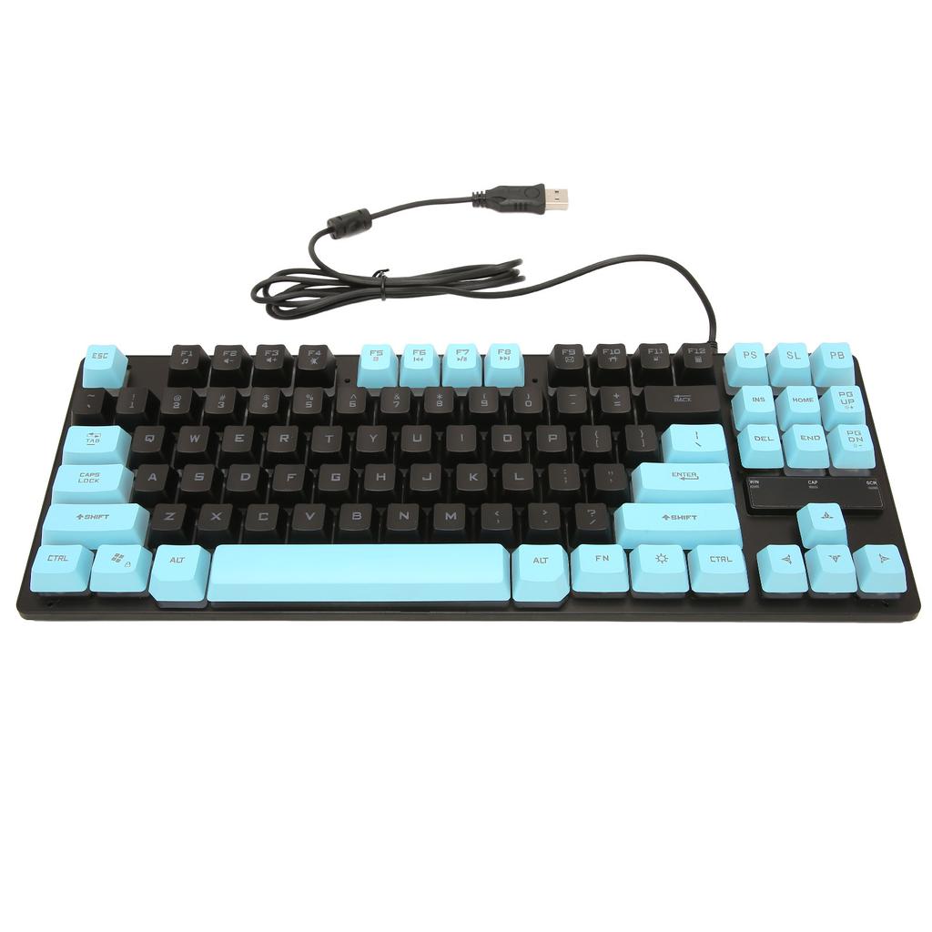 Wired Gaming Keyboard 87 Keys Ergonomic Color Backlit Design Desktop Notebook Computer AccessoriesBlue and Black
