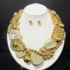 European-American Geometric Necklace & Earring Set - French Retro Style with Pearls for Formal Wear