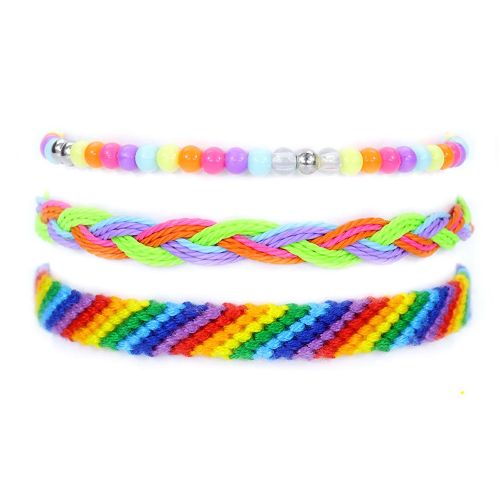 3Pcs Braid Strands Bracelet Cotton Wear-resistant Rope Tassel Adjustable Waterproof Friendship Cords Bangle with Shell Child