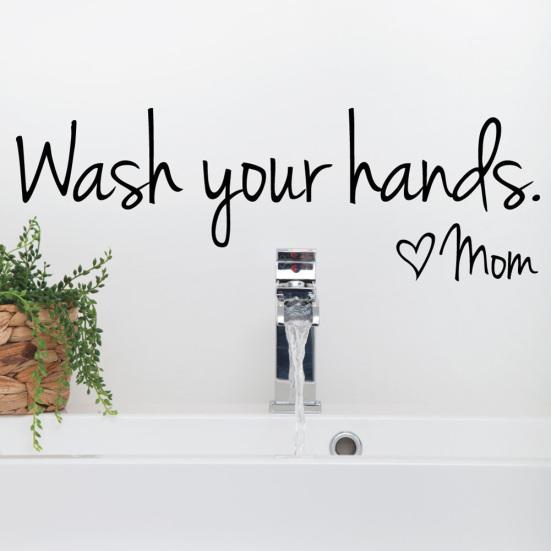 

Wash Your Hands Wall Sticker Home Bathroom Kitchen Mirror Decal
