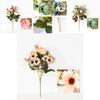 Beautiful 1 Bunch 12 Heads Rustic Retro Tea Rose Silk Artificial Flower Arrangement For Home Decor