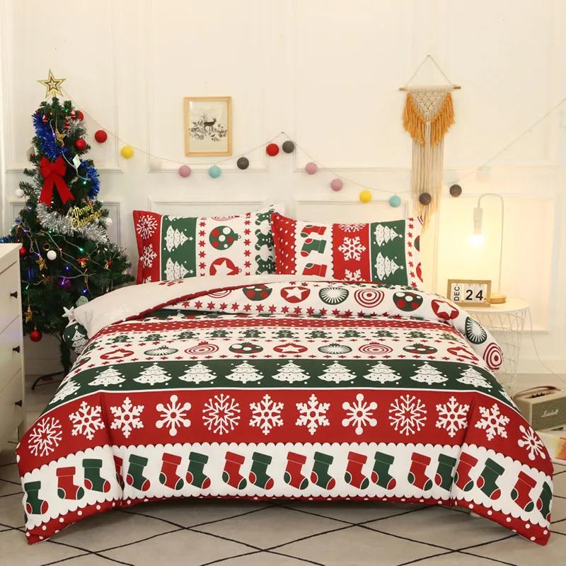 Weihnachts-Bettwäsche-Set Bettbezug Kissenbezug King-Size-Bettwäsche