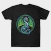 Men Black Print T-shirt Tribal Irish Green Celtic Knot Dragon Patrick Day No-Cut Transfer Paper Print Cotton Tshirt