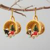 Yellow Tea Cup Dog Car Pendant Acrylic Car Hanging Charm Ornaments Christmas Car Pendant  New Year
