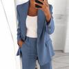 Womens Slim Fit Notched Lapel Blazer Jacket Casual Streetwear Cotton Blend