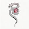 Vintage Red Crystal Snake Brooch Copper Zircon Fashion Accessory Suits