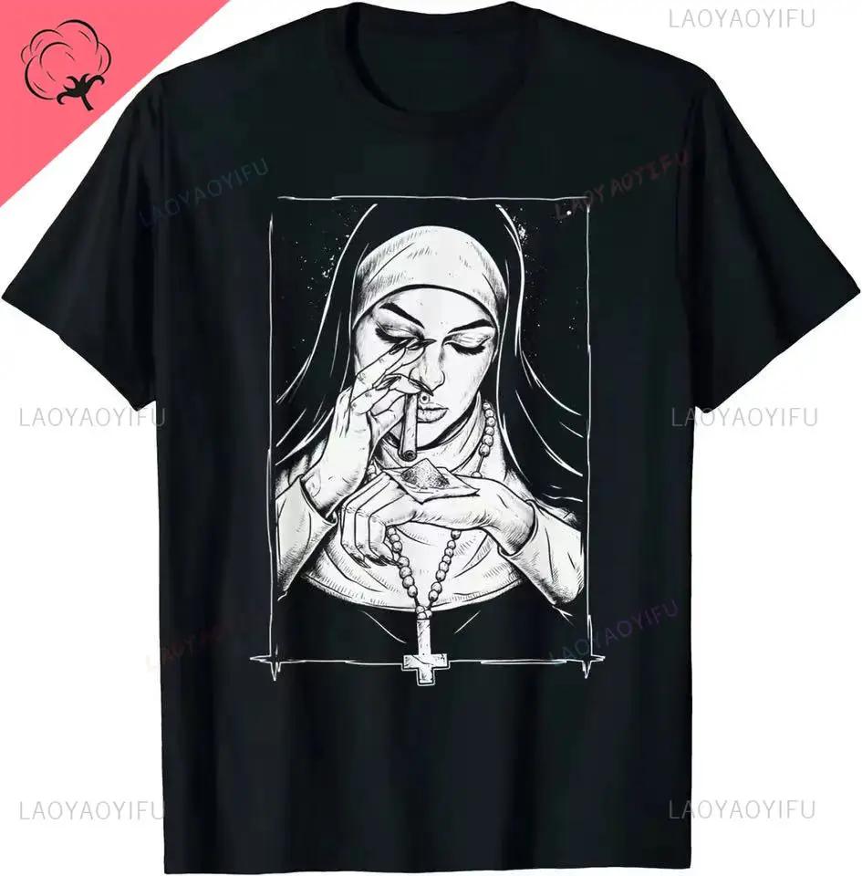 Sister Pattern Take Drugs Nun T Shirt Harajuku Casual New Arrival Summer Men Print Cotton T Shirt Casual Cool Males Tops Mens