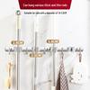 Cross Mop Clip Wall-Mount No-Drill Storage Rack with Heavy-Duty Towel Hook