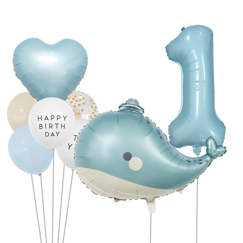 

Ocean Theme Balloon Set Birthday Party Ornament 32 Inch Digital Balloon Bundle Dolphin Aluminum Film Balloon Set Dolphin Balloon Bundle 1