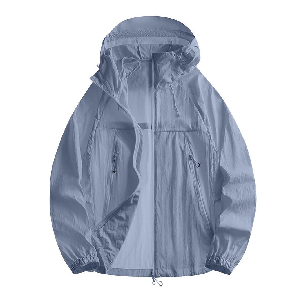 Lightweight Hooded Jacket For Couples Fashion Sunscreen Full Zipper Breathable Comfy Hoodies Coat Outdoor Sport Outwear