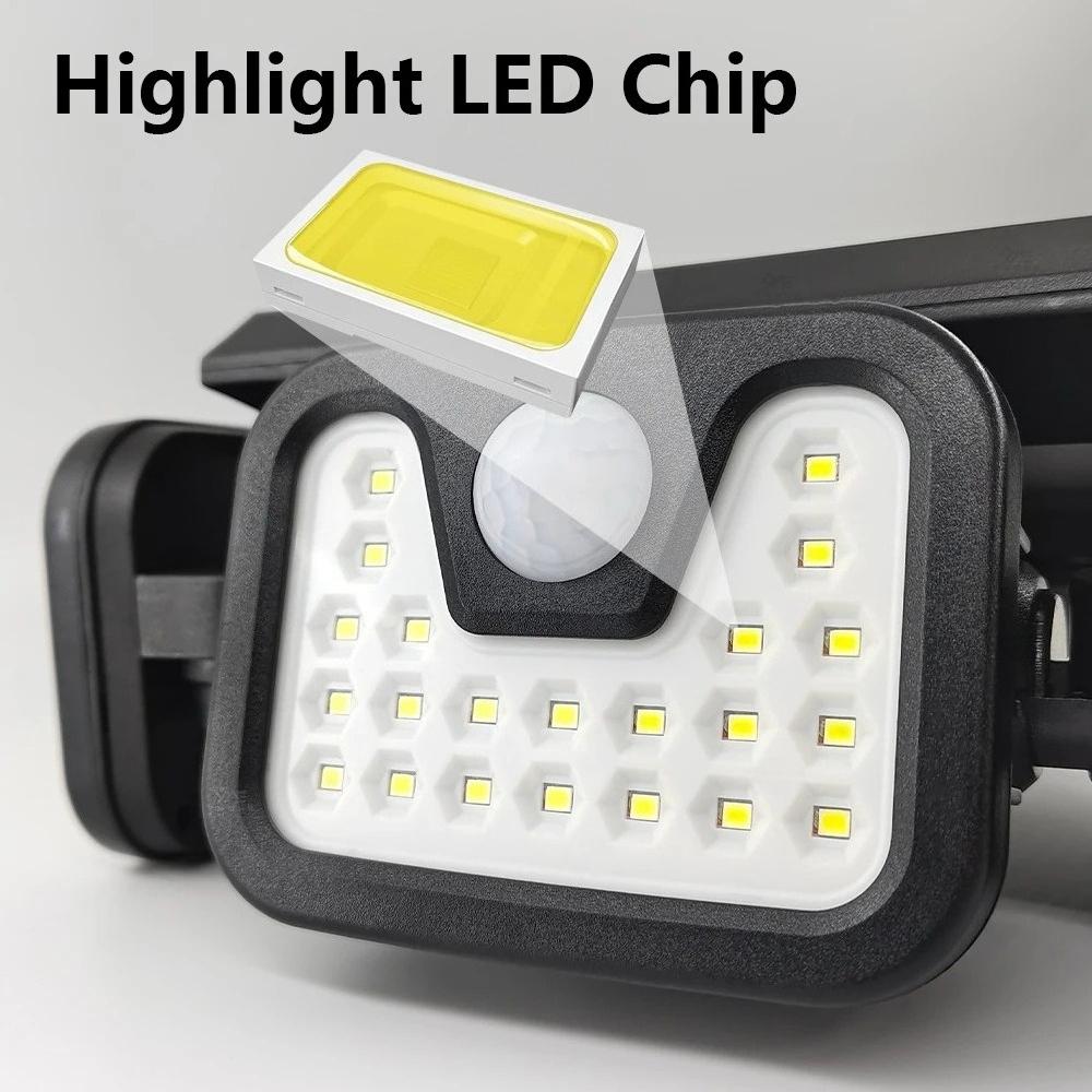 3 Head Solar Lights Outdoor Waterproof Motion Sensor Light 270° Illumination Led Solar Flood Lights Wall Lamp Garden Yard Patio