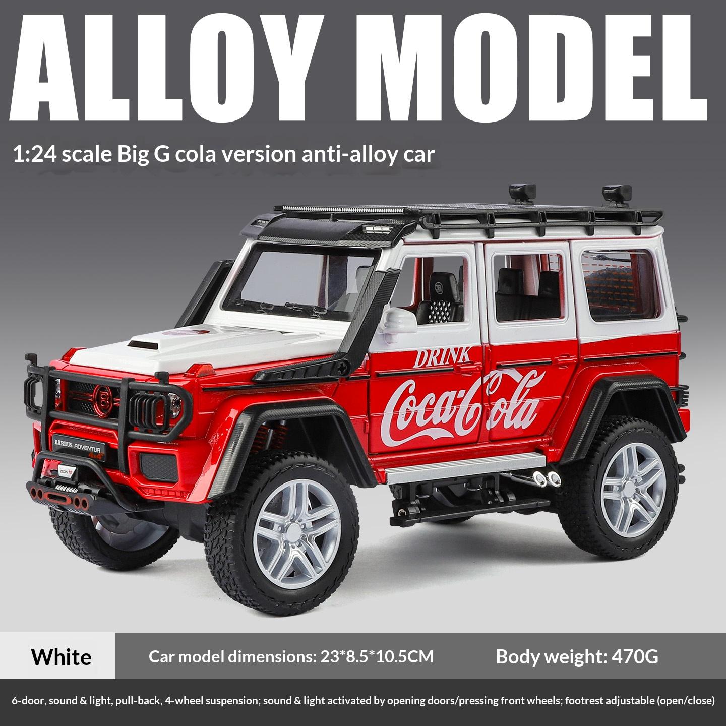 1/24 scale G63 Coke version alloy car model simulation sound and light off-road vehicle toy gift for children over 6 years old