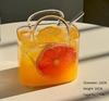 Trendy Glass Handbag Drinkware Set - with Tray, Creative Fruit Juice/Cocktail Cup for Bar/Pub, Stylish Bistro Glassware