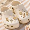 Metal Shoe Charms 6Pcs/Set Gold-Tone Charms, Summer Ice Cream Shell Starfish Faux Pearl for Clogs Women Girls Beach Footwear Decor Scratch-resistant
