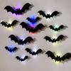 Mysteriöse Heimdekorationen Halloween 3D Leuchtende Fledermaus Wanddeko, Abnehmbare Filz Fledermaus Aufkleber, Verschiedene Montierte Verzierungen Größe, LED Leuchtend