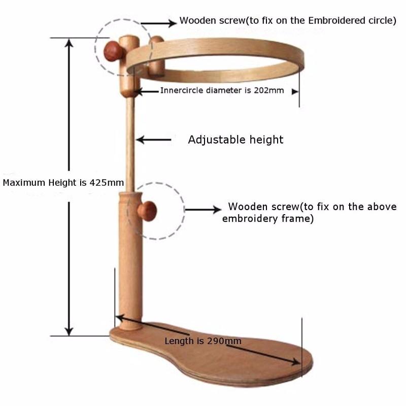 1 шт. Стойка-пяльцы для вышивки Деревянные пяльцы для вышивки и вышивки крестом Набор пялец Кольцо-рамка Регулируемые швейные инструменты Beige