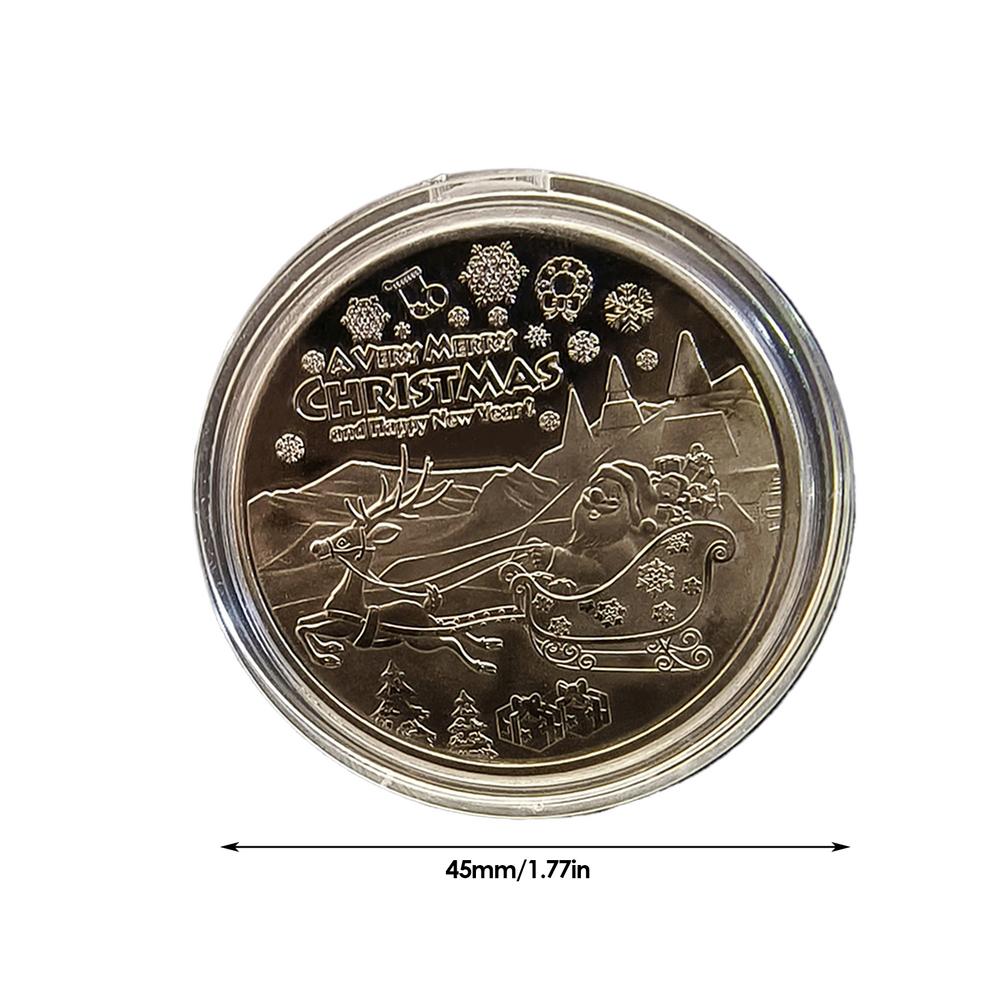 

Merry Christmas Gold Plated Santa Claus Coin Colorful Collectible Holiday Gift Souvenir