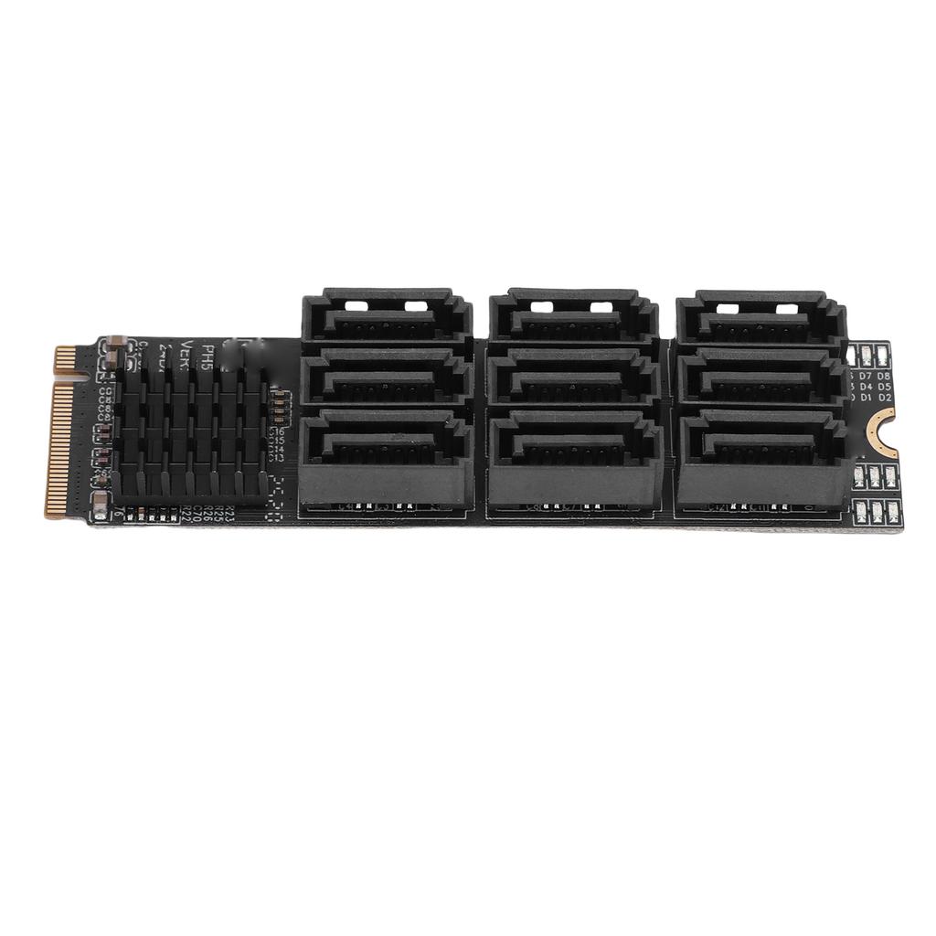  M.2 Nvme M Key PCIE3.0 X2 To 9 Port Serial ATA 3.0 Adapter Hard Drive Extension Card 