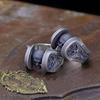 Adjustable Open Ring With Engraved Skull Motif In Antique Finish Sterling Unisex Vintage Gothic Jewelry