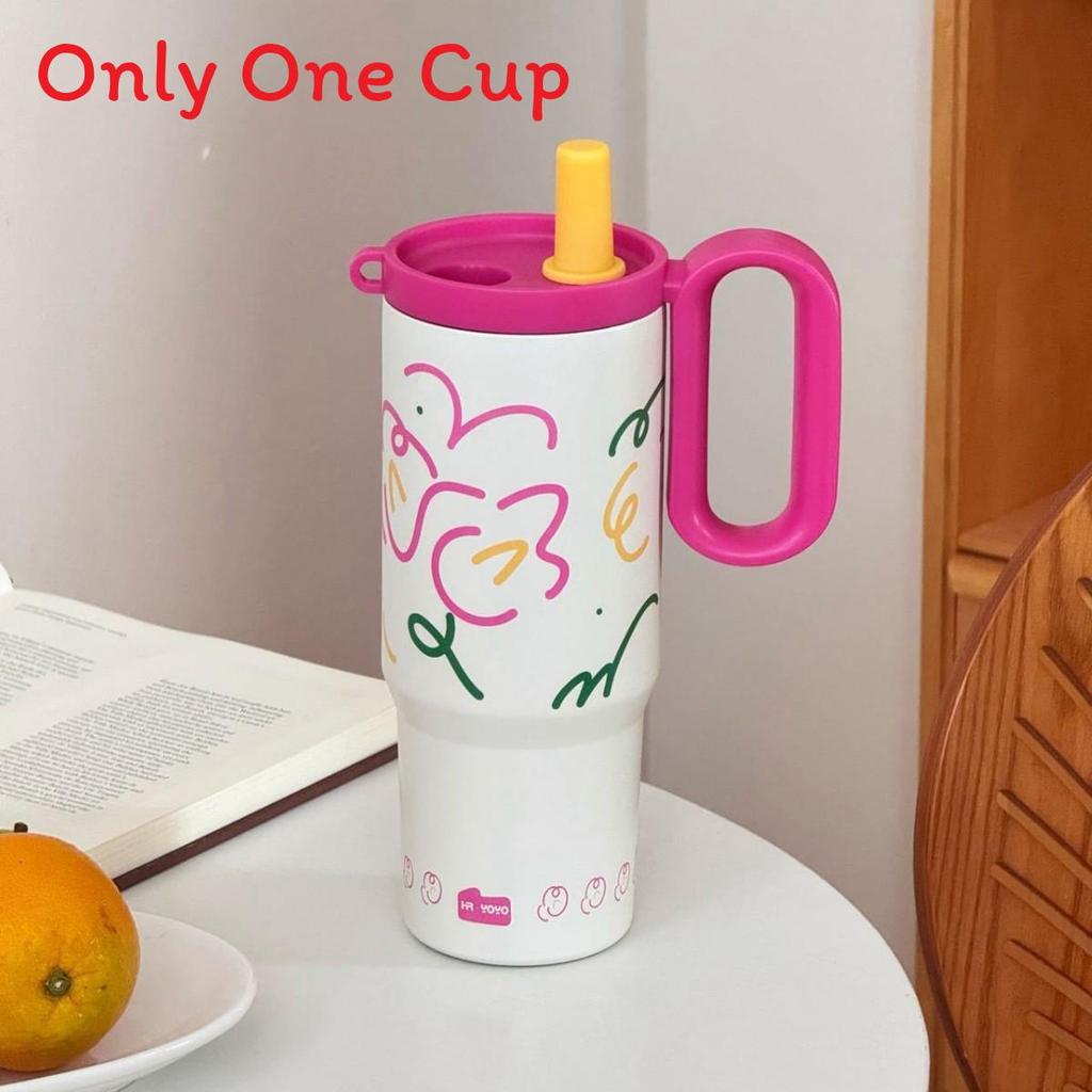 Car Cup Stainless Steel Insulated Travel Mug With Handle And Straw