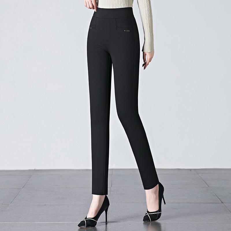 Women's High Elasticity Slimming Pencil Pants - Middle-Aged Mom, Elastic Waist, Plus Size, Spring/Autumn Leggings