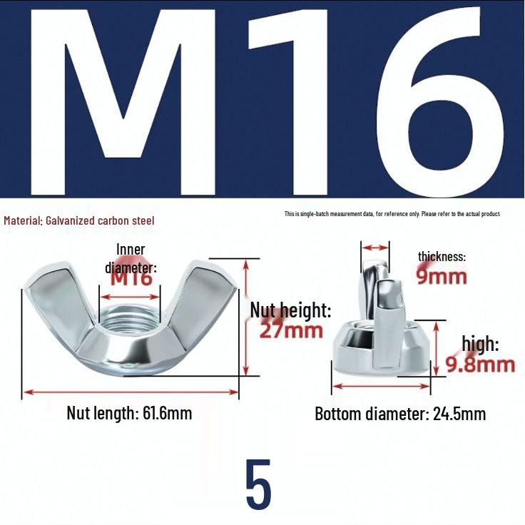 Galvanized Wing, Coin, and Hand-Tightened Nuts (M3, M4, M5)
