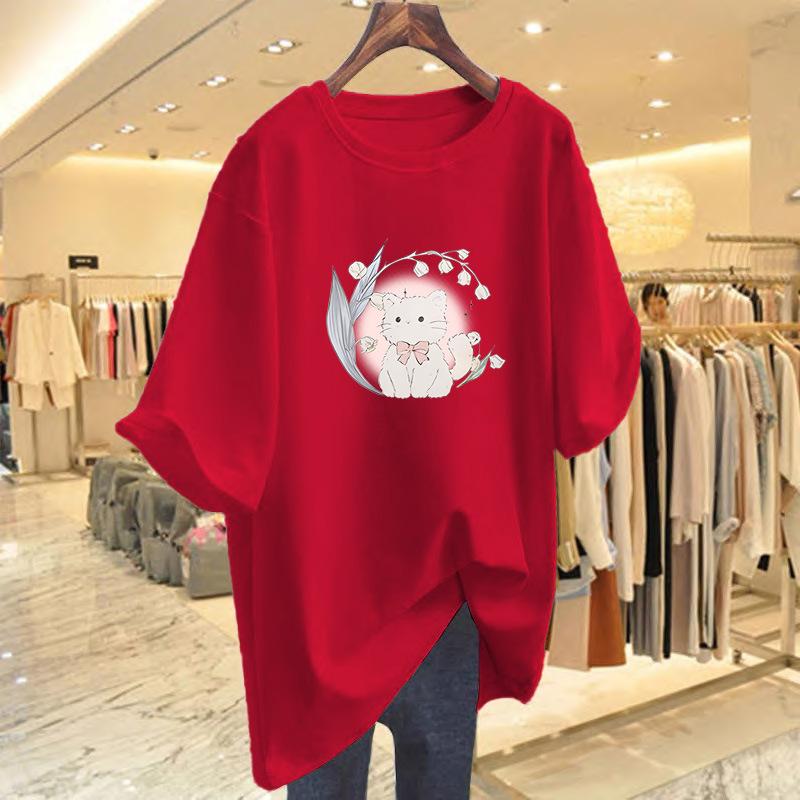 New Summer Cotton Short-sleeved T-shirt Women's Summer New Cartoon Printed Bottoming Shirt Top