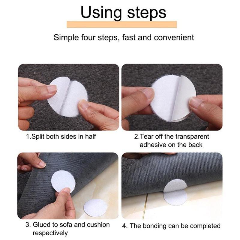 10 Stück starke selbstklebende Befestigungspunkte, Aufkleber, selbstklebendes Klettband für Bettlaken, Sofa, Matte, Teppich, Anti-Rutsch-Matte