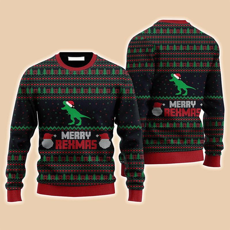 Maglioni Brutti di Natale Tree Rex Divertenti Nuova Moda Maglione Grafico Dinosauro Cartone Animato Per Donne Abbigliamento Regalo di Natale per Ragazzi Top PALESTRA