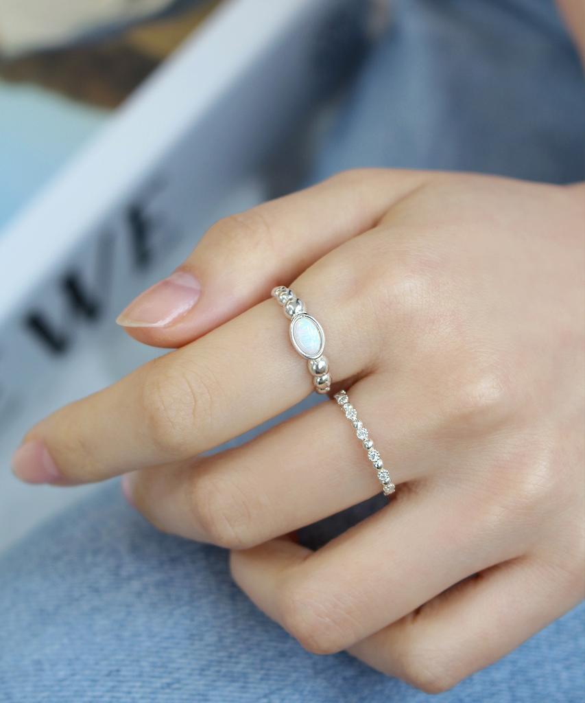 47Bag 925 Silver Birthstone Opal Gemstone Ring Ange