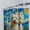 Vincent Van Gogh Starry Night West Highland White Terrier Print Bath Curtain Decor Suitable For Wet And Dry Separation
