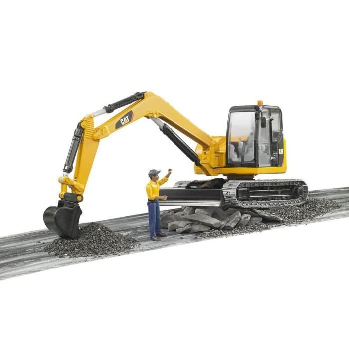 Mini pelleteuse caterpillar bruder 2466 - echelle 1:16 - 41 cm - jaune