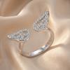 Sparkle Luxury Zircon Angel Wing Open Ring for Women Adjustable Silver Color Promise Ring Romantic Party Valentine Jewelry Gift