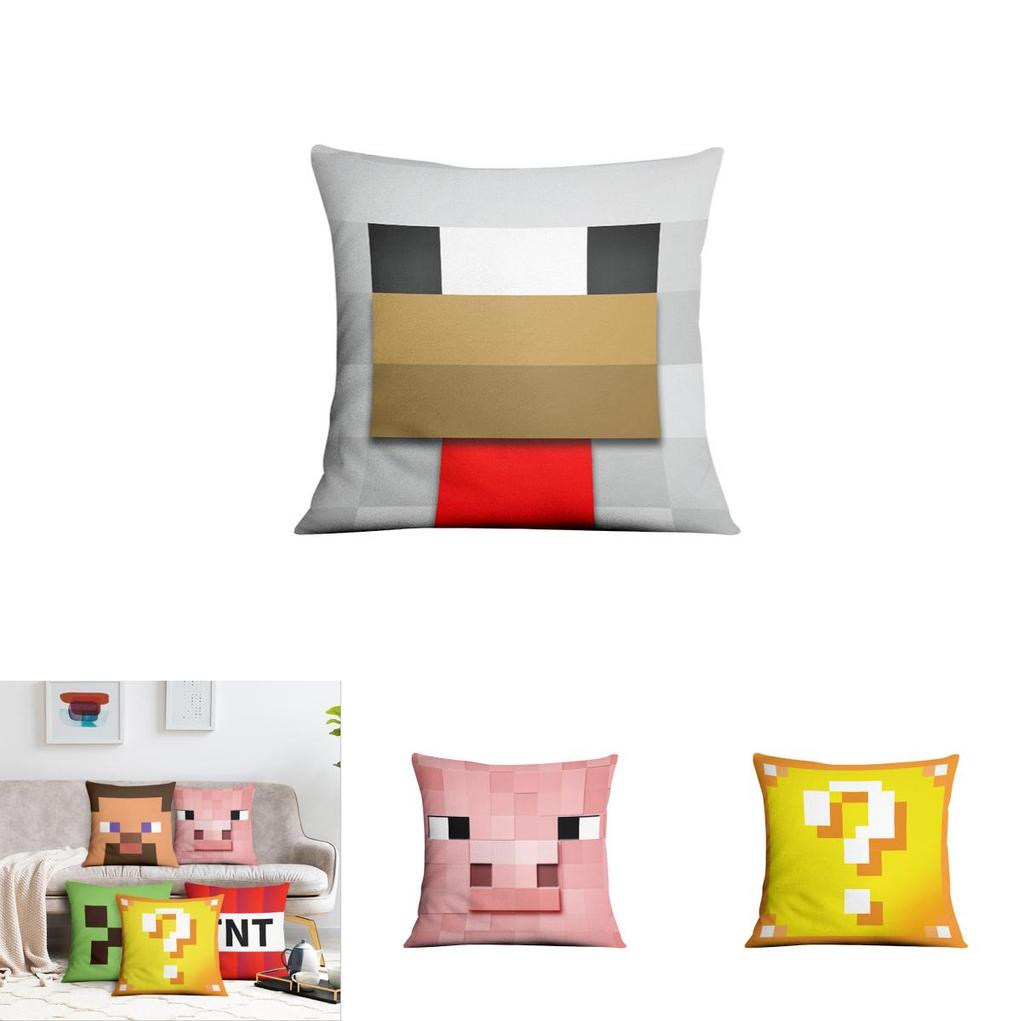 Eco-friendly Minecraft Cushion Cover Super Soft Peach Polyester For Stylish Home Decoration