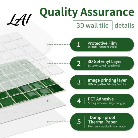 Waterproof Kitchen Backsplash Decal 10Pcs 3D Mosaic Wall Sticker Oil-Proof Tile Decal Peel And Stick Stickers Backsplash Self-Adhesive Bathroom