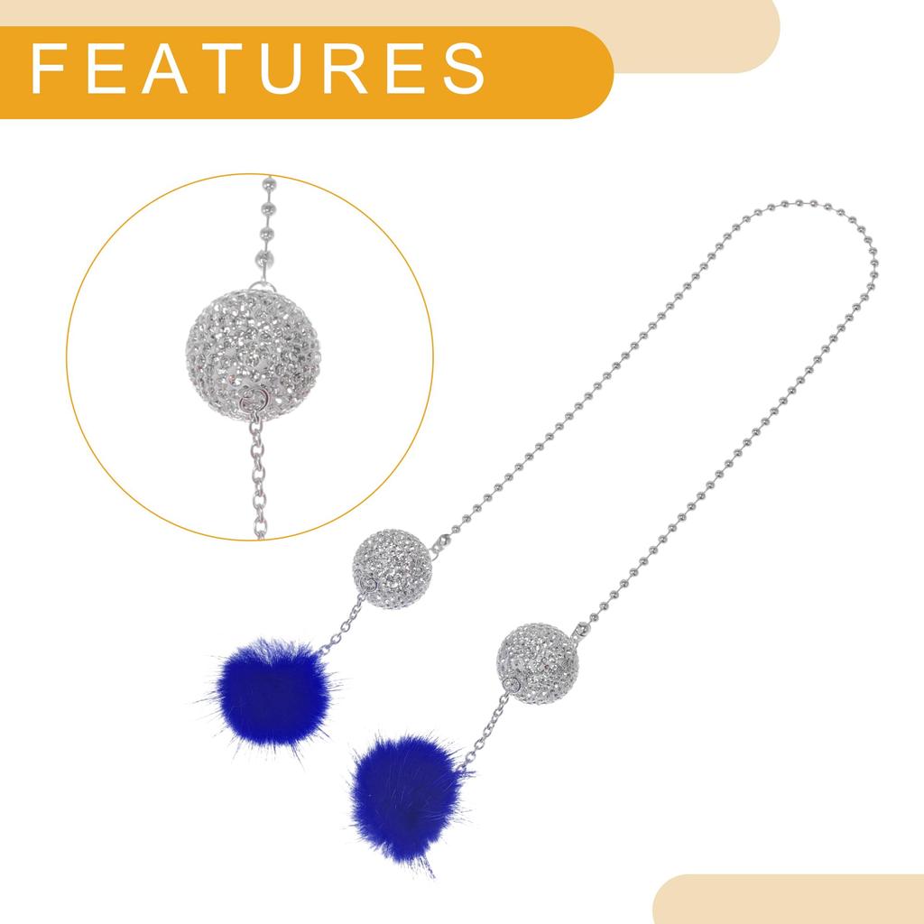 Partuto 1pc Artificial Crystal 2 Balls 2 Ball Pillar Car Seat Mirror Pendant Accessories Car Hanging Ornament Blue